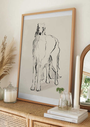Tablou înramat „Borzoi Russian Wolfhound Pandc” de Jenny Liz Rome