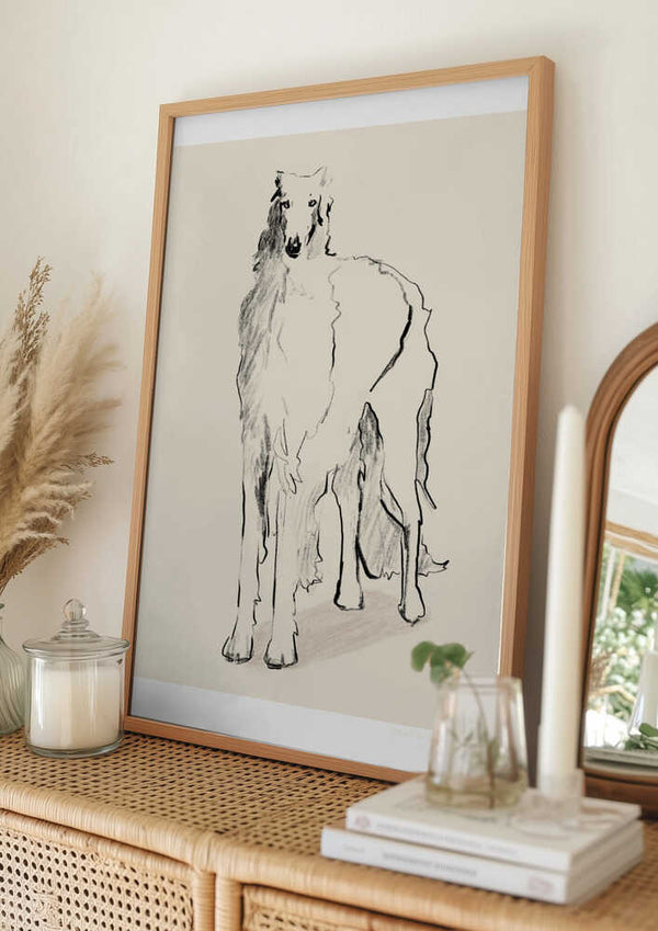 Tablou înramat „Borzoi Russian Wolfhound Pandc” de Jenny Liz Rome