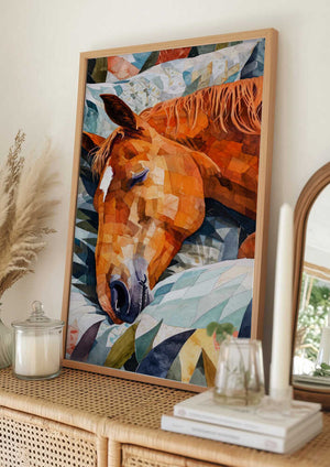 Tablou înramat „Animal Watercolor Art Horse Sleeping” de Justyna Jaszke