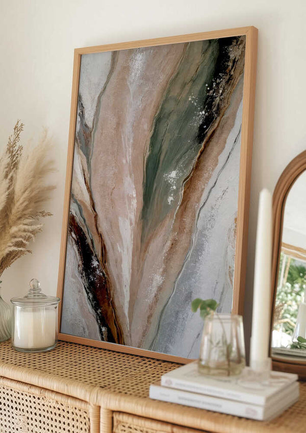 Tablou înramat „Flowing Patterns In Earth Tones And Green Hues” de Alpenglow Workshop