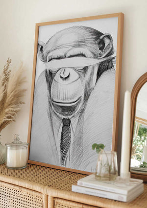 Tablou înramat „Monkey Wearing A Suit And Tie” de Violeta Vollmer