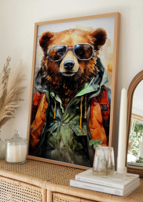 Tablou înramat „Bear Watercolor Animal Art (2)” de Justyna Jaszke