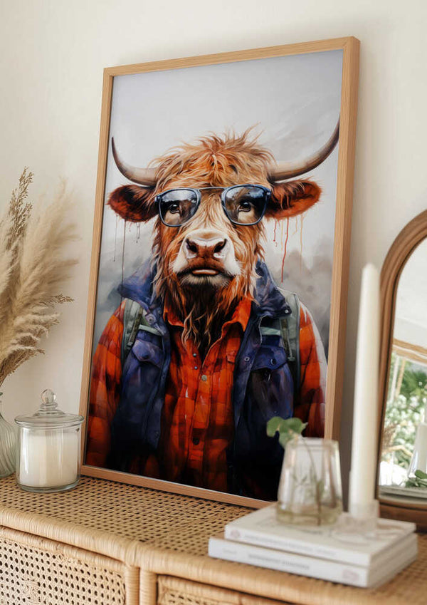 Tablou înramat „Buffalo Watercolor Animal Art (4)” de Justyna Jaszke