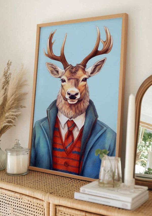 Tablou înramat „Caribou Watercolor Animal Art” de Justyna Jaszke