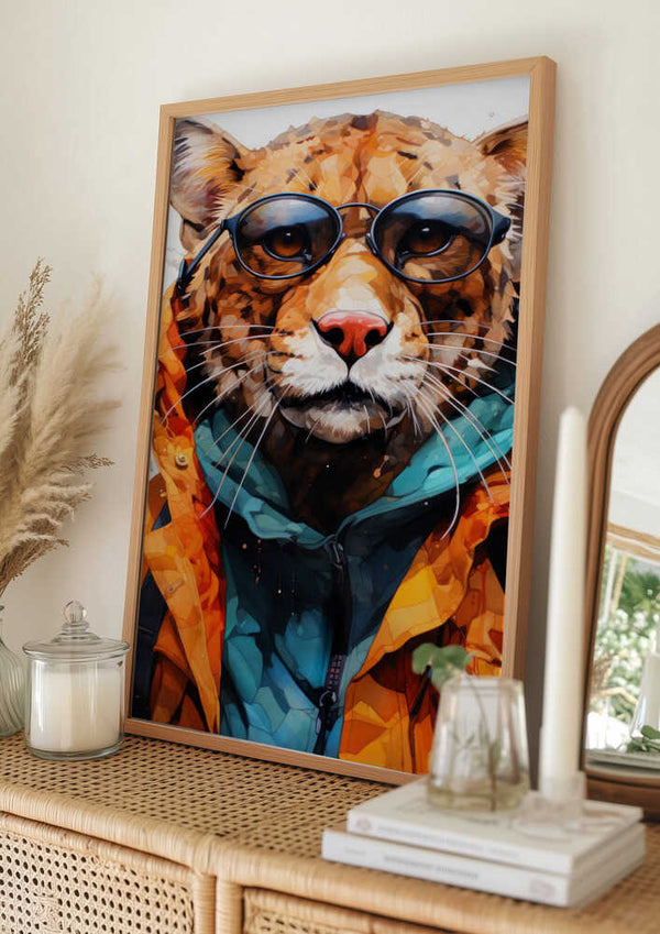 Tablou înramat „Cheetah Watercolor Animal Art” de Justyna Jaszke