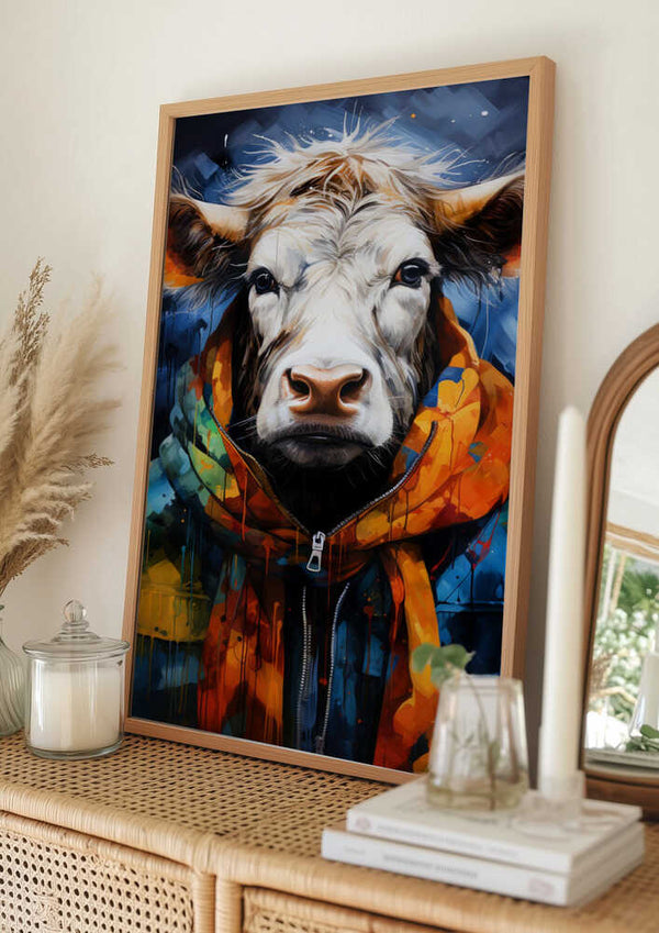 Tablou înramat „Cow Watercolor Animal Art” de Justyna Jaszke