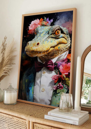 Tablou înramat „Crocodile Watercolor Animal Art” de Justyna Jaszke