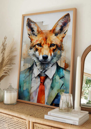 Tablou înramat „Fox Watercolor Animal Art (2)” de Justyna Jaszke