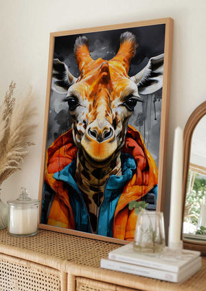 Tablou înramat „Giraffe Watercolor Animal Art (2)” de Justyna Jaszke