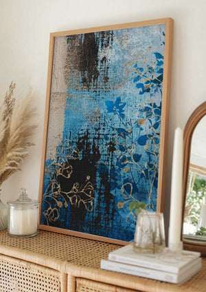 Tablou înramat „Denim Floral 2” de Sally Ann Moss