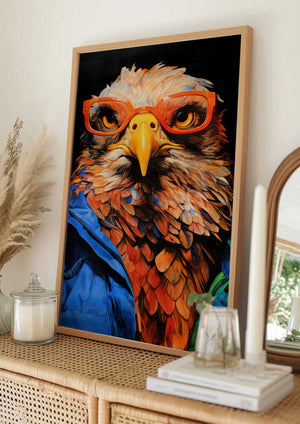 Tablou înramat „Eagle Hipster Watercolor Animal Art” de Justyna Jaszke