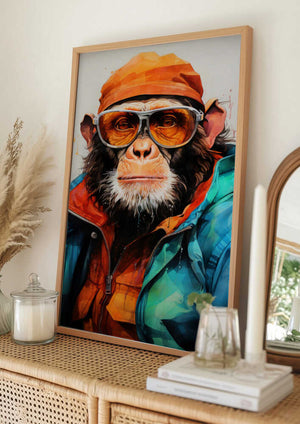 Tablou înramat „Gorilla Watercolor Animal Art” de Justyna Jaszke