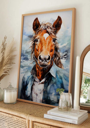 Tablou înramat „Horse Watercolor Animal Art” de Justyna Jaszke