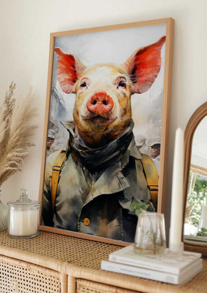 Tablou înramat „Pig 1984 Watercolor Animal Art” de Justyna Jaszke