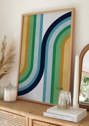 Tablou înramat „Colorful curved lines 2” de Vitor Costa