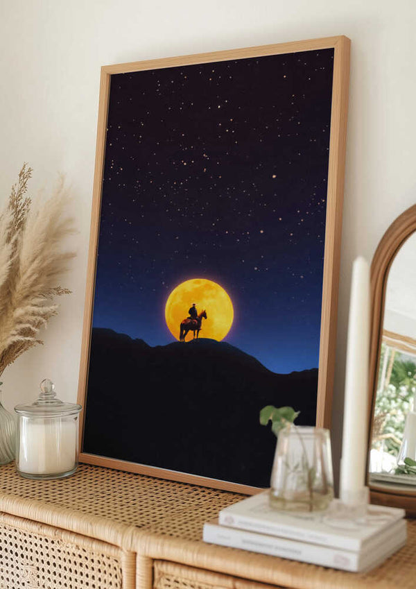 Tablou înramat „The Rider and the Moon” de Taudalpoi
