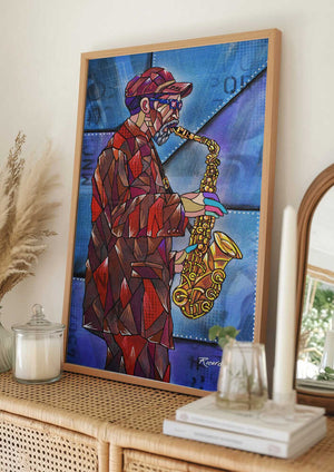 Tablou înramat „Sax man” de Ricardo Maya