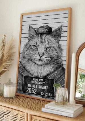 Tablou înramat „Cat In A Police Lineup” de Mike Koubou