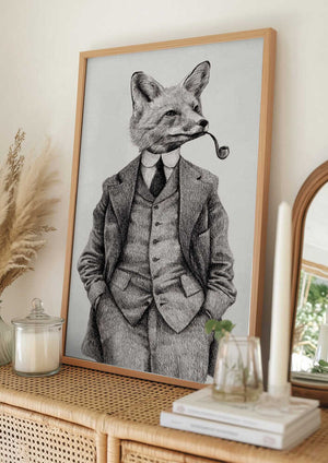 Tablou înramat „The Vintage-style Fox” de Mike Koubou