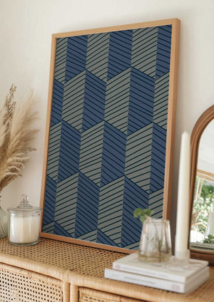 Tablou înramat „Geometric Pattern with Repeating Rhombus Shapes” de Annick