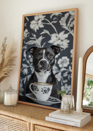 Tablou înramat „The Latte Loving Staffy” de SHANDU