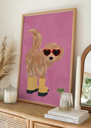 Tablou înramat „Cockapoo in wellies” de Sarah Manovski