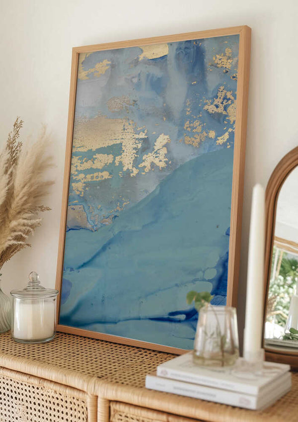 Tablou înramat „Golden Wavescape” de Julia Contacessi