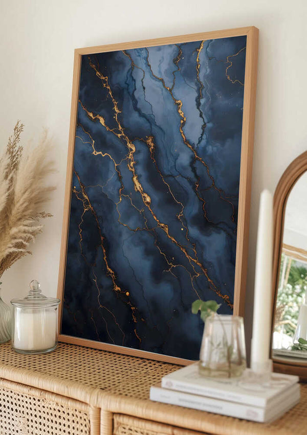 Tablou înramat „Blackout With Gold Vibes” de Kintsugi99