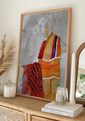 Tablou înramat „Woman in Red” de Doris Schmitz