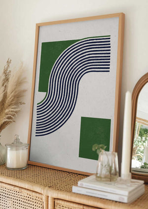 Tablou înramat „Moden Green Line Objects No.11” de THE MIUUS STUDIO