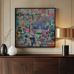 Tablou înramat „Blue Mirrors 20x20 Oil Paintmixed Media 2021” de Alise Loebelsohn