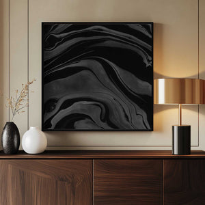 Tablou înramat „Ink Marbling Black and White 08” de amini54
