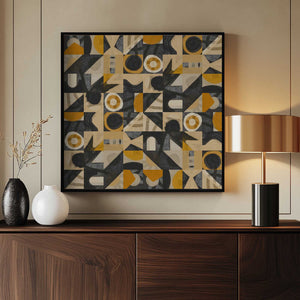 Tablou înramat „Mid Century Grid Pattern Eight” de Little Dean