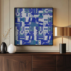 Tablou înramat „Mid Century Grid Pattern Five” de Little Dean