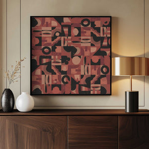 Tablou înramat „Mid Century Grid Pattern Nine” de Little Dean
