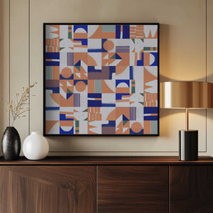 Tablou înramat „Mid Century Grid Pattern” de Little Dean