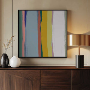 Tablou înramat „Vertical Brushstrokes in a Vibrant Palette” de Little Dean