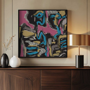 Tablou înramat „Ink and oil abstract 02” de Little Dean