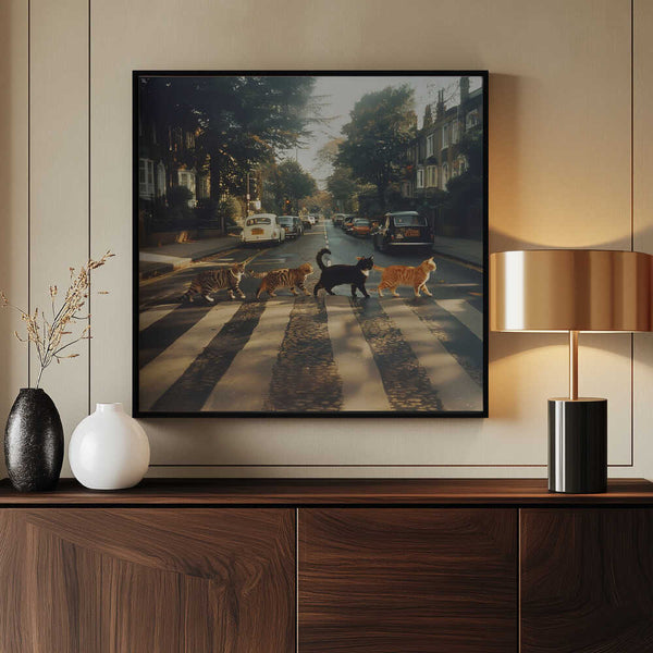 Tablou înramat „Kitty Abbey Road” de Dikhotomy