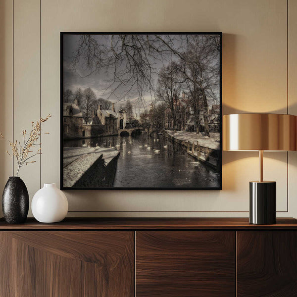 Tablou înramat „Bruges in Christmas dress” de Yvette Depaepe