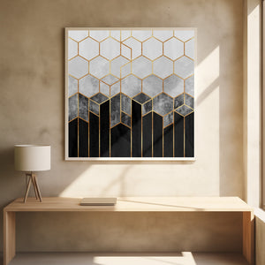 Tablou înramat „Charcoal Hexagons” de Elisabeth Fredriksson