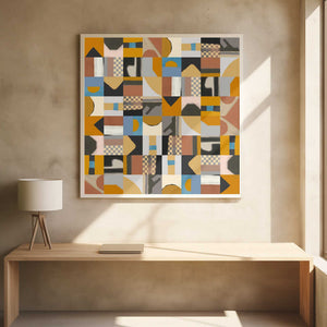 Tablou înramat „Mid Century Grid Pattern Two” de Little Dean
