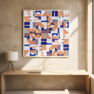 Tablou înramat „Mid Century Grid Pattern” de Little Dean