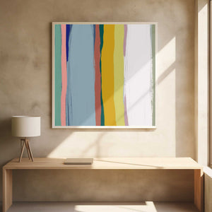 Tablou înramat „Vertical Brushstrokes in a Vibrant Palette” de Little Dean