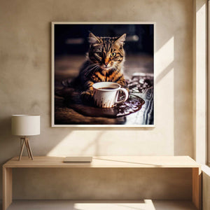 Tablou înramat „Caffeine Cats (8)” de Justyna Jaszke