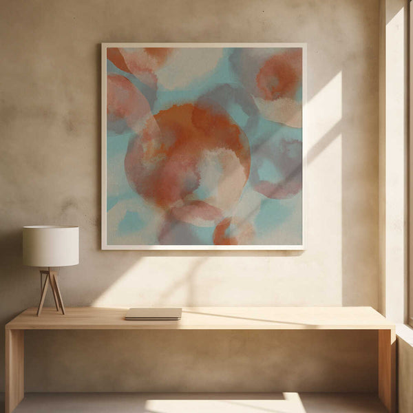 Tablou înramat „Soft Hues – Abstract Watercolor in Terra, Taupe, Blue” de Dina Dankers