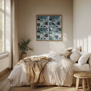 Tablou înramat „Mid Century Grid Pattern Four” de Little Dean
