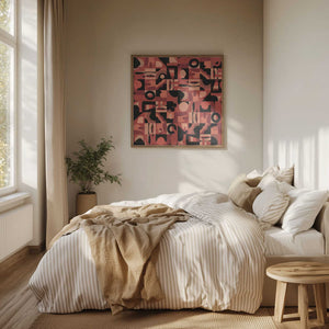 Tablou înramat „Mid Century Grid Pattern Nine” de Little Dean