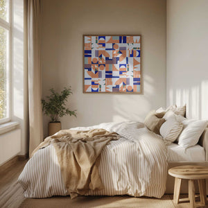 Tablou înramat „Mid Century Grid Pattern” de Little Dean