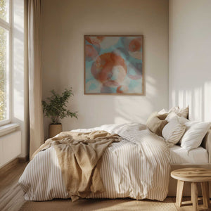 Tablou înramat „Soft Hues – Abstract Watercolor in Terra, Taupe, Blue” de Dina Dankers